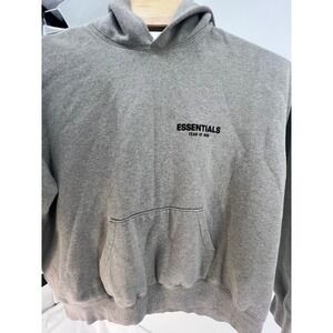 FEAR OF GOD ESSENTIALS Mens Grey Hoodie Sweatshirt Fleece L